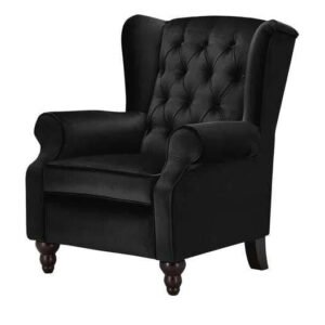 Premium Black Velvet Upholstered Arm Chair Sofa