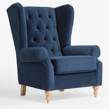 Blue Velvet Upholstered Arm Chair Sofa