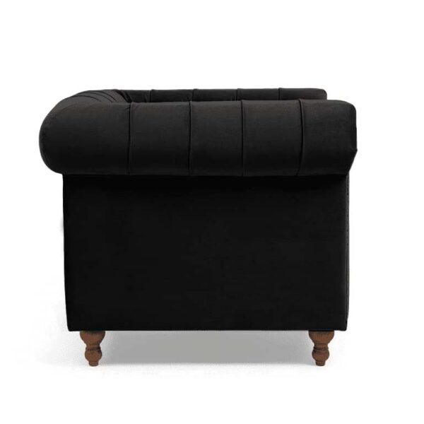 Chesterfield Black Velvet Fabric Sofa - Image 2
