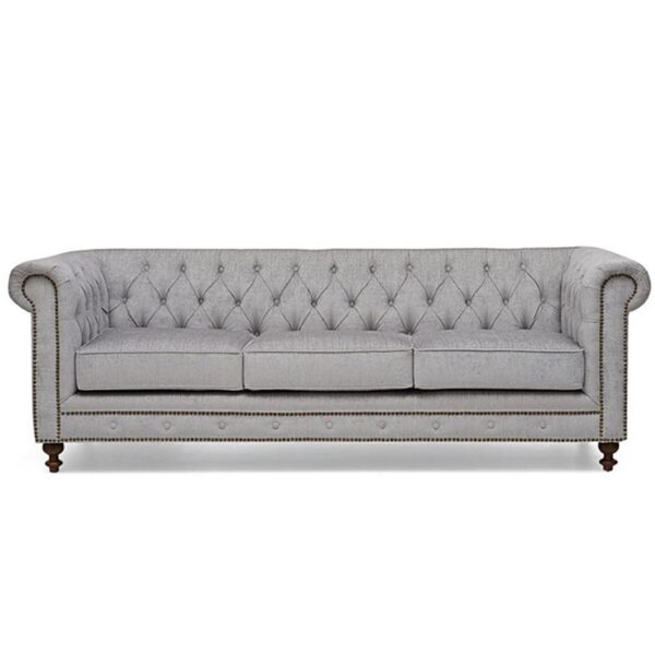 Chesterfield Light Grey Velvet Fabric Sofa