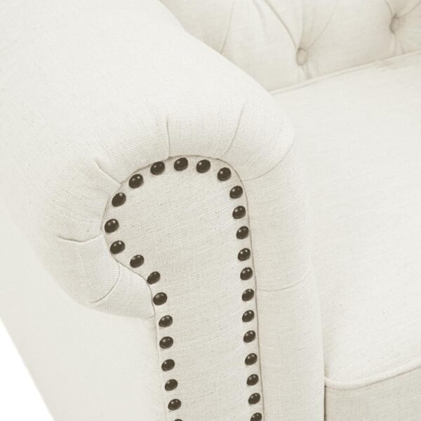 Chesterfield Light White Velvet Fabric Sofa - Image 2