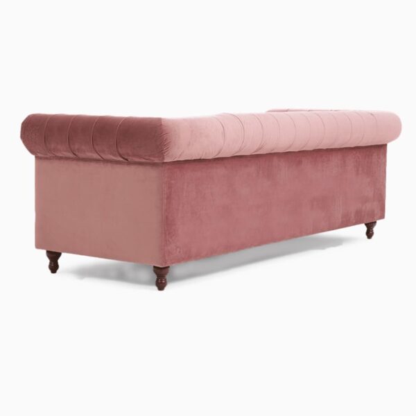 Chesterfield Light Rose Pink Velvet Fabric Sofa - Image 2