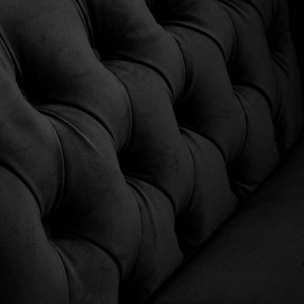 Chesterfield Black Velvet Fabric Sofa - Image 3