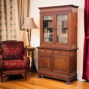 Almirah Walnut Finish with Wood & Glass Door