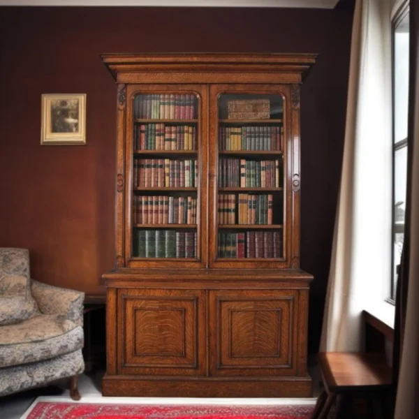 Walnut Finishing 2 Glass Door Almirah