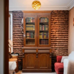 Walnut Finishing 2 Glass Door Almirah