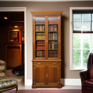 Walnut Finishing 2 Glass Door Almirah