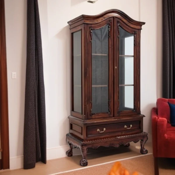 Walnut Finishing  2 Glass Door Almirah