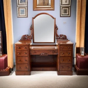 9 Drawer Walnut Finish Dressing Table