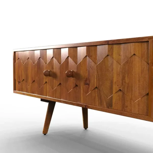 Wood TV Cabinet Stand with Drawer Storage - Image 2