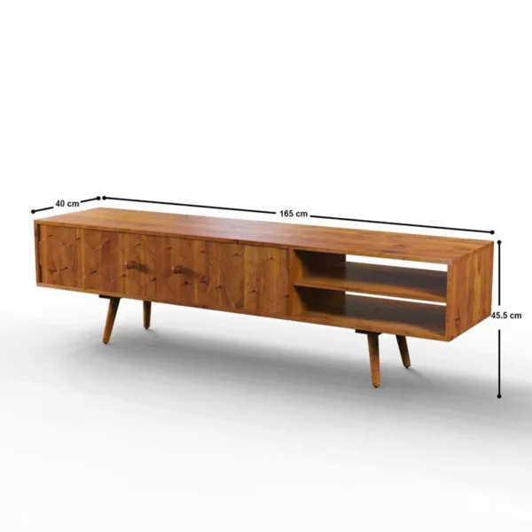 Wood TV Cabinet Stand with Drawer Storage - Image 3