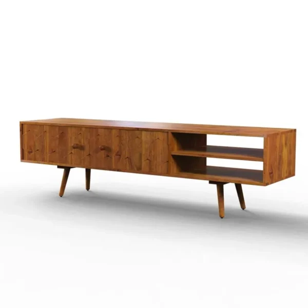 Wood TV Cabinet Stand with Drawer Storage - Image 4