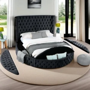 Upholstered Round King Size Bed