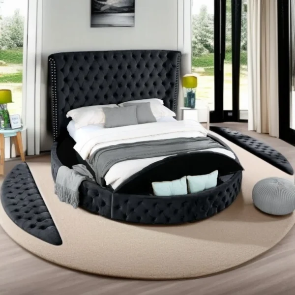 Upholstered Round King Size Bed