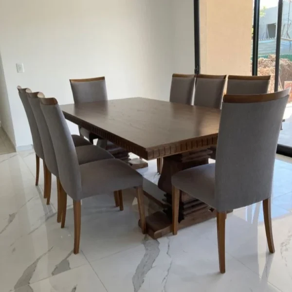 Upholstered Wolnut 8 Seater Dinning Table