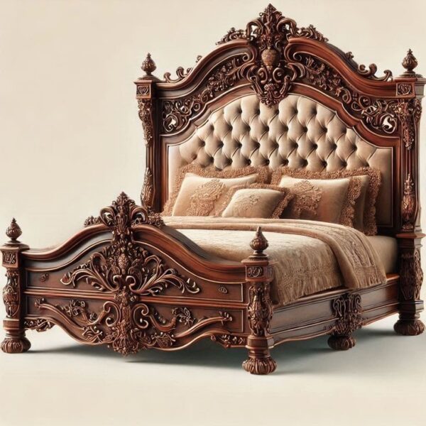 Royal Carving King Size Pillar Bed