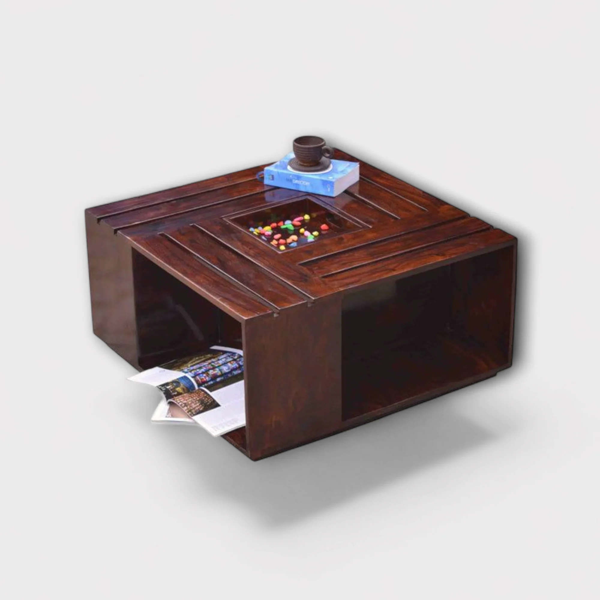 Square Table With Shelf Storage