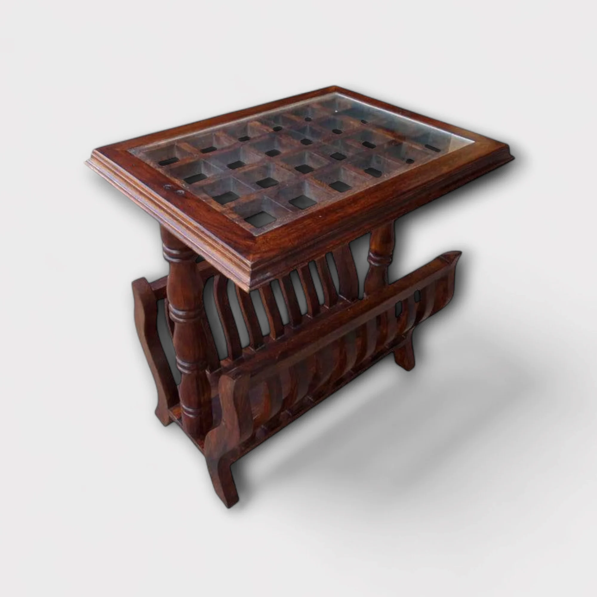 Wooden Check Design Top Centre Table