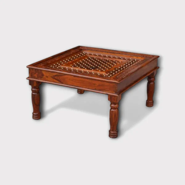 Natural Finish Carving Short Height Table