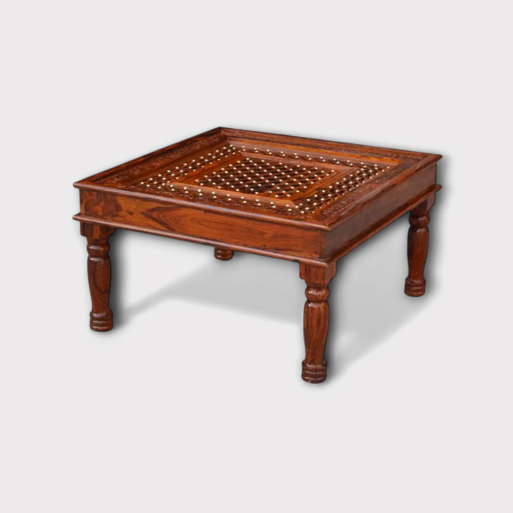 Natural Finish Carving Short Height Table
