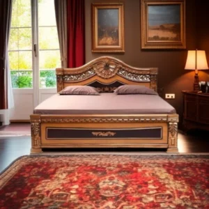 Natural Finishing Royal Carving Bed
