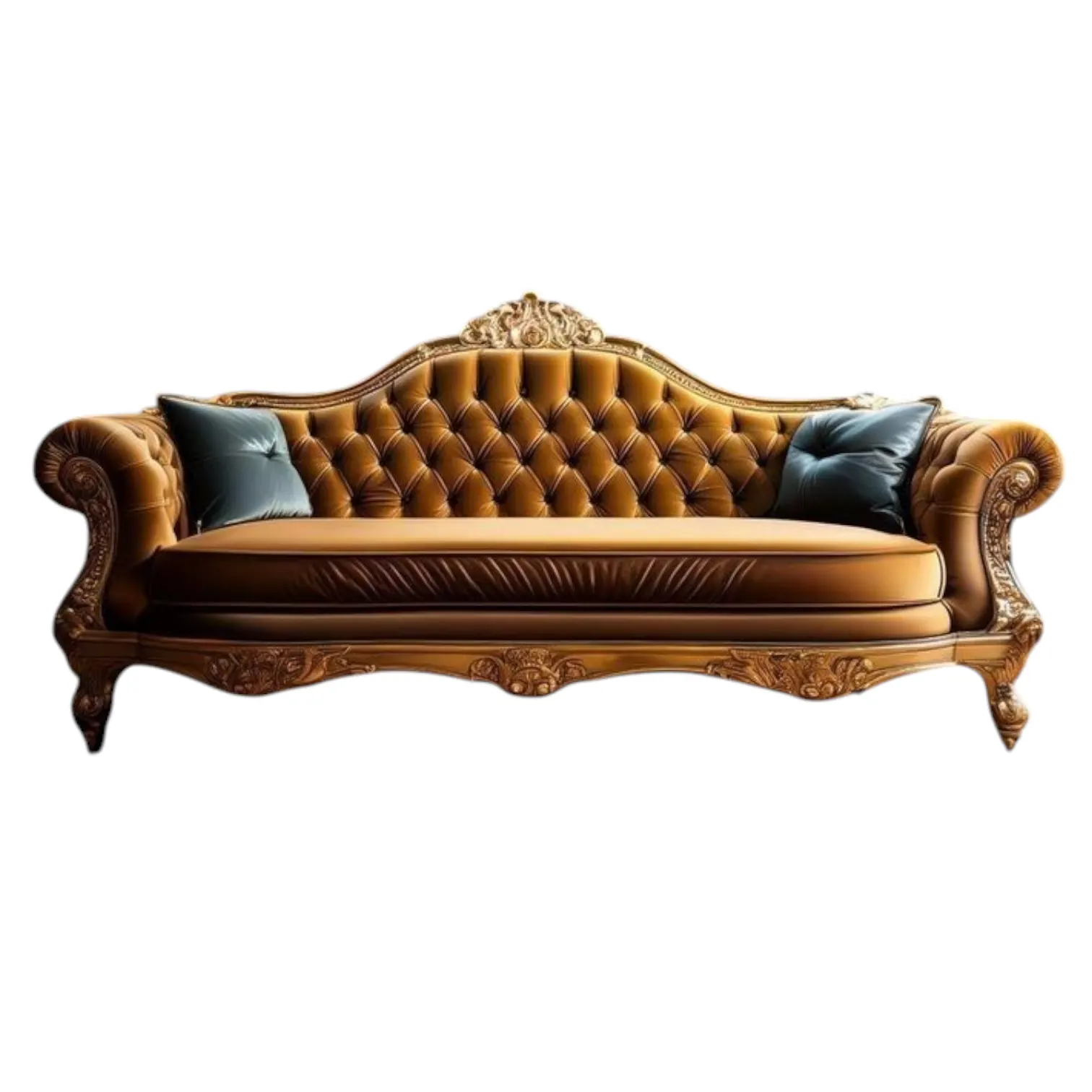 Baroque Royal Carving Teak Wood Sofa