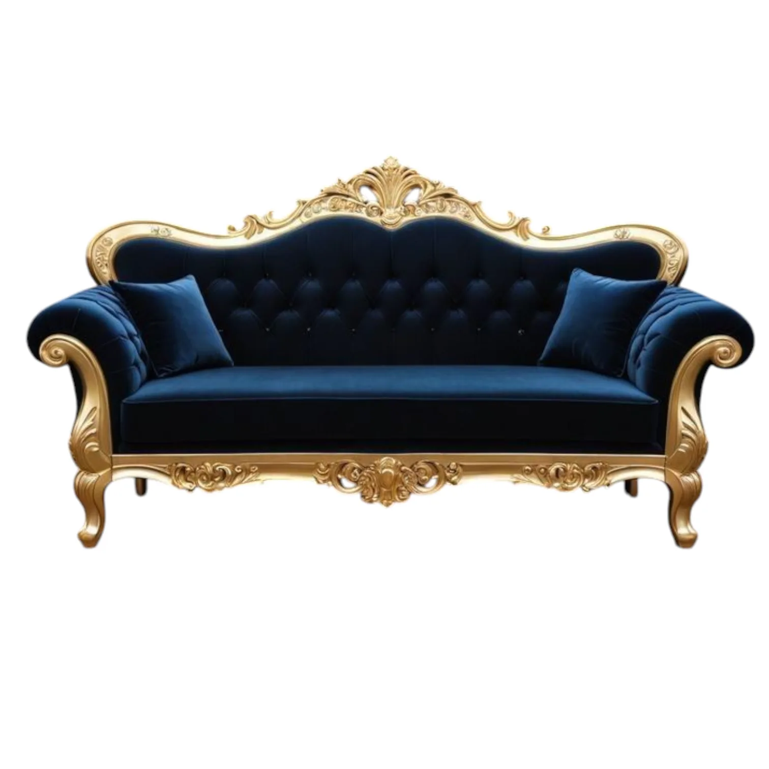 Baroque Luxury Sofa Peacock Colour With Golden Touch