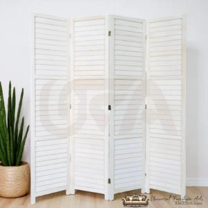 4 Panel Simple Line Wooden Partition With White deco Finish