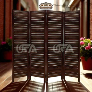 4 Panel Wooden Partition With Rich Brown Finish