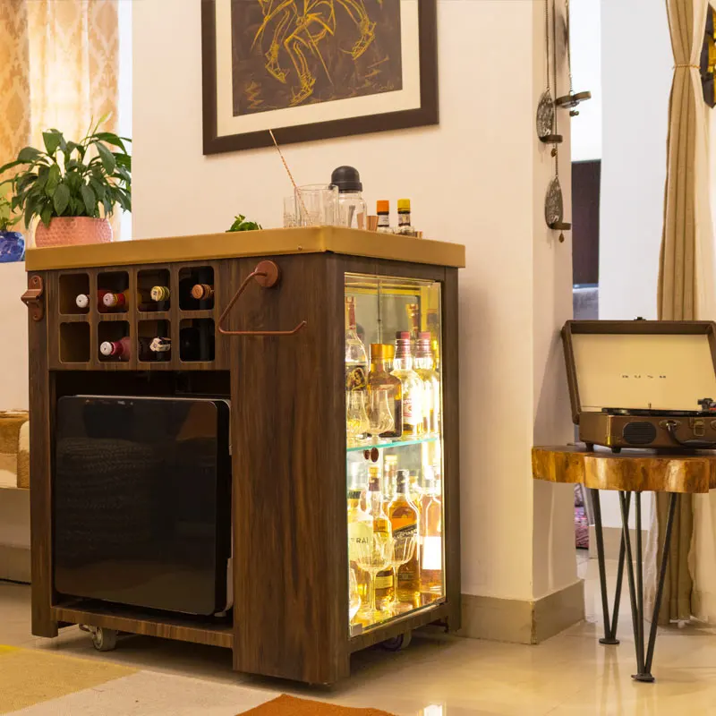 Storing Handmade Teak Wood Bar Cabi