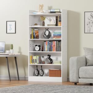 6 Tier Handmade Engineered Wood Bookshelf Rack for Library Home or Office (White)
