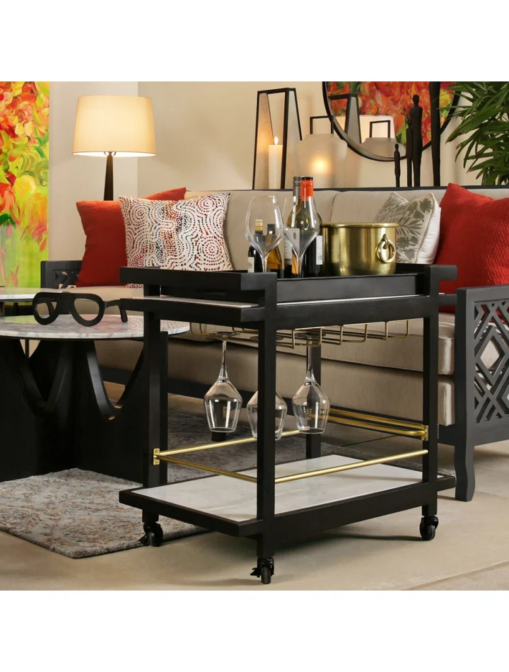 Neo 2-Tier Marble Top Steel Bar Ser