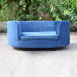 Adalea Dog Sofa in Teak Wood with Upholstery Luxury Designer Durable & Comfortable Pet Bed for Dogs