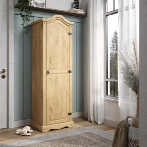 Crafts Brannick Teak Wood Multipurpose Storage Wardrobes & Dressers for Elegant Bedroom Storage Solution with 1 Doors (Brown)