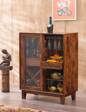 Eva Handmade Teak Wood Bar Cabinet 