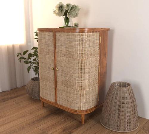 Hunky Curve Rattan Rosewood Door Ca