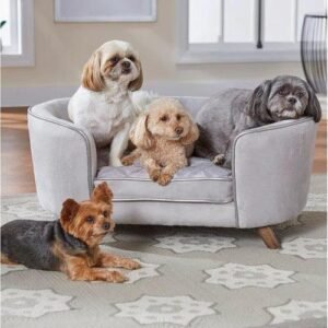 Heise Modern Design Handmade Teak Wood Dog and Baby Sofa with Back Pocket
