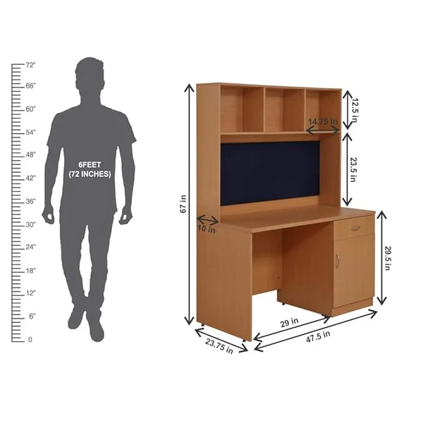Contemporary Handmade Scholar Study Office Computer Table Desk with Storage for Adults Kids Students (Brown) - Image 4