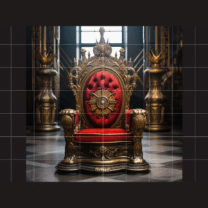 Royal Luxury Heavy Hand Carved Teak Wood High Back Throne Chair with Elegant Vintage Seating for Living Room (Golden Finish)
