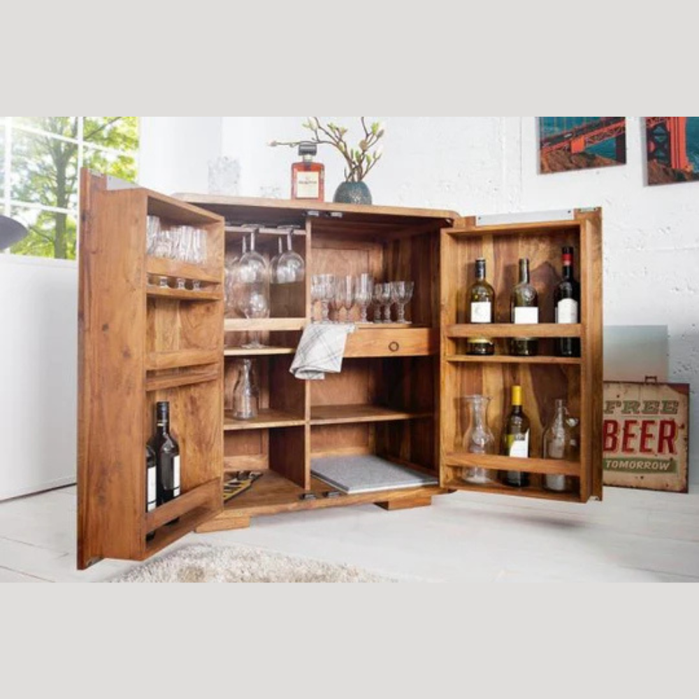 Curved Handmade Teak Wood Bar Cabin