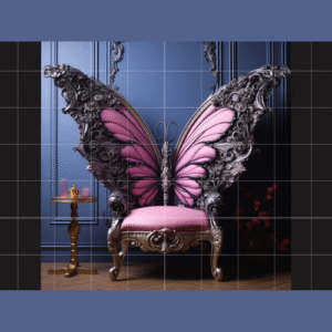 Butterfly Design Royal Luxury Heavy Hand Carved Teak Wood High Back Throne Chair with  Elegant Vintage Seating for Living Room (Antique Finish)