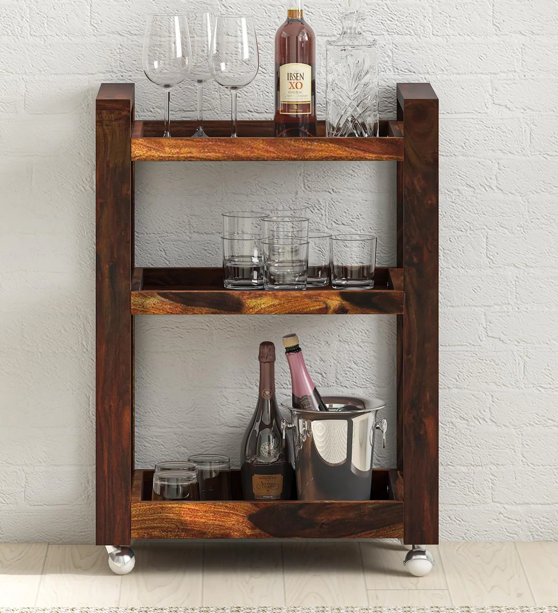 Avian Handmade Teak Wood 3 Tier Bar