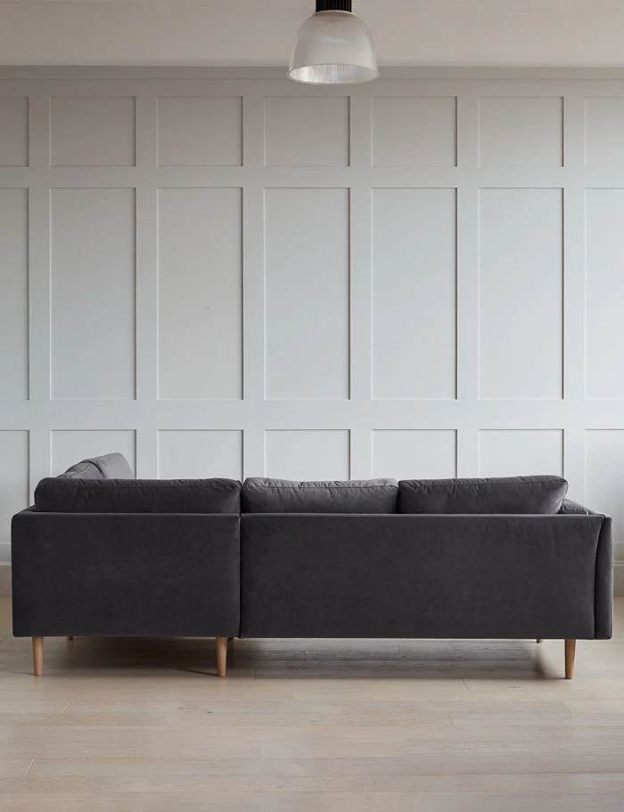 Aria LHF Handmade Teak Wood 4 Seater Sectional Sofa Set ( Grey ) - Image 5