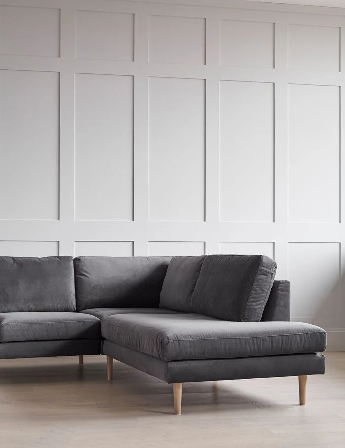 Aria LHF Handmade Teak Wood 4 Seater Sectional Sofa Set ( Grey ) - Image 6