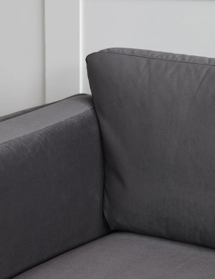 Aria LHF Handmade Teak Wood 4 Seater Sectional Sofa Set ( Grey ) - Image 4