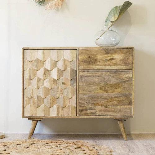 Pentagonal Hand-Carved Sideboard Ca
