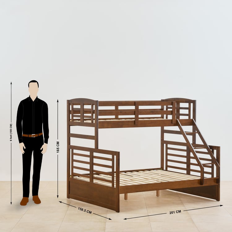 Helios Della Handmade Teak Wood Bunk Bed Durable, Space-Saving Solid Wood Modern Design ( Brown ) - Image 4