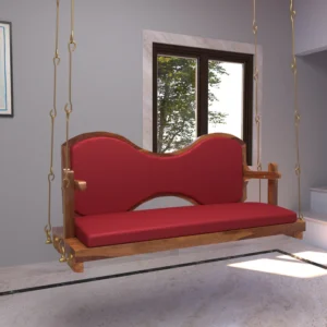 Classic Cherry Reddish Boomerang Handmade Teak Wood Swing Patio Hammock Jhula Traditional Indian Style