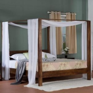 Placard Royal Handmade Teak Wood Poster Bed with ( Walnut Finish )