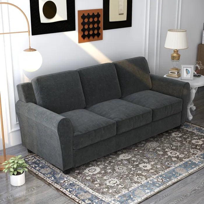 Luxe Velvet Modern 3-Seater Sofa Set Comfortable Button Tufted Chesterfield Design, Elegant ( Grey )